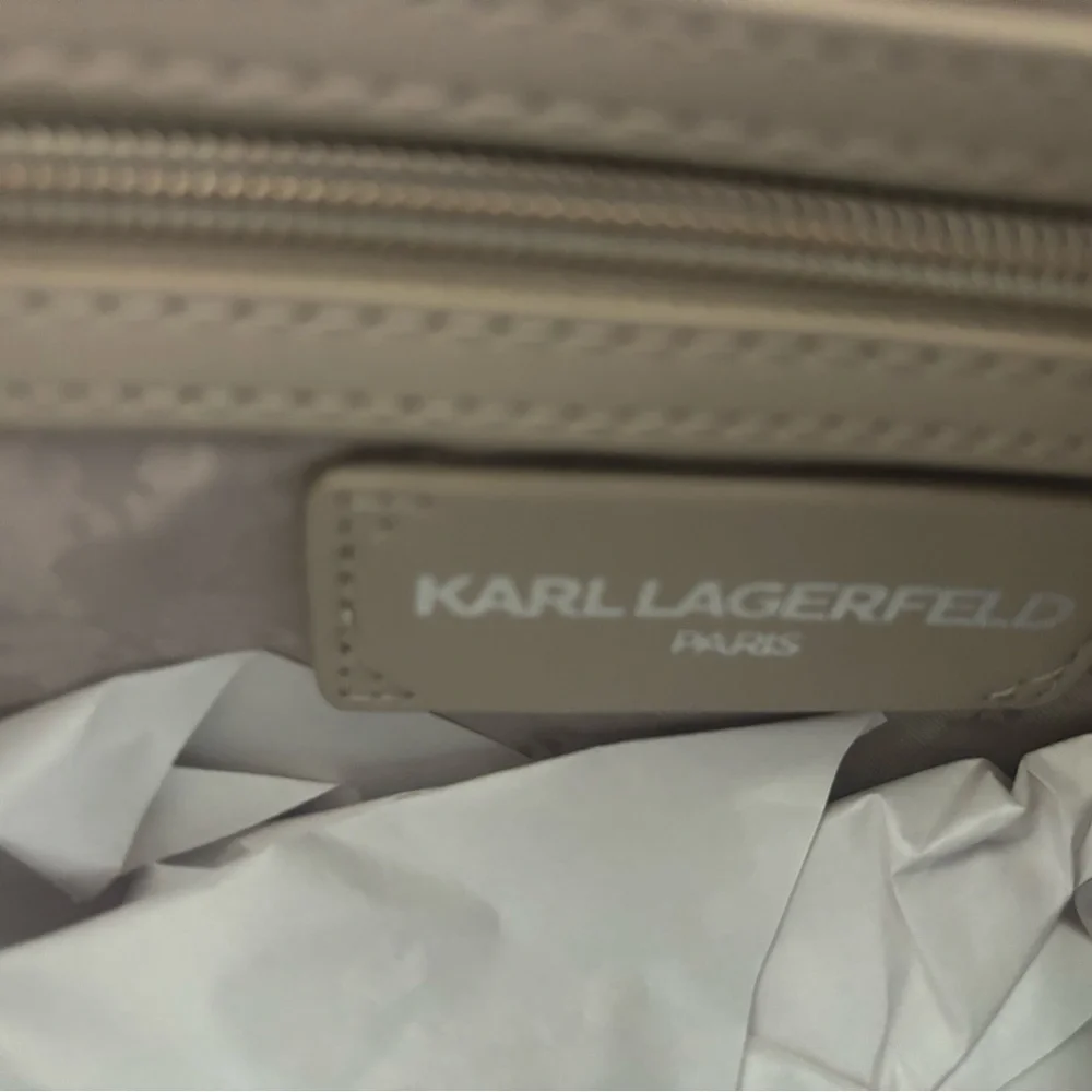 Karl Lagerfeld White Cross Body Bag with crystal Heart Embellishments - Picture 7 of 8